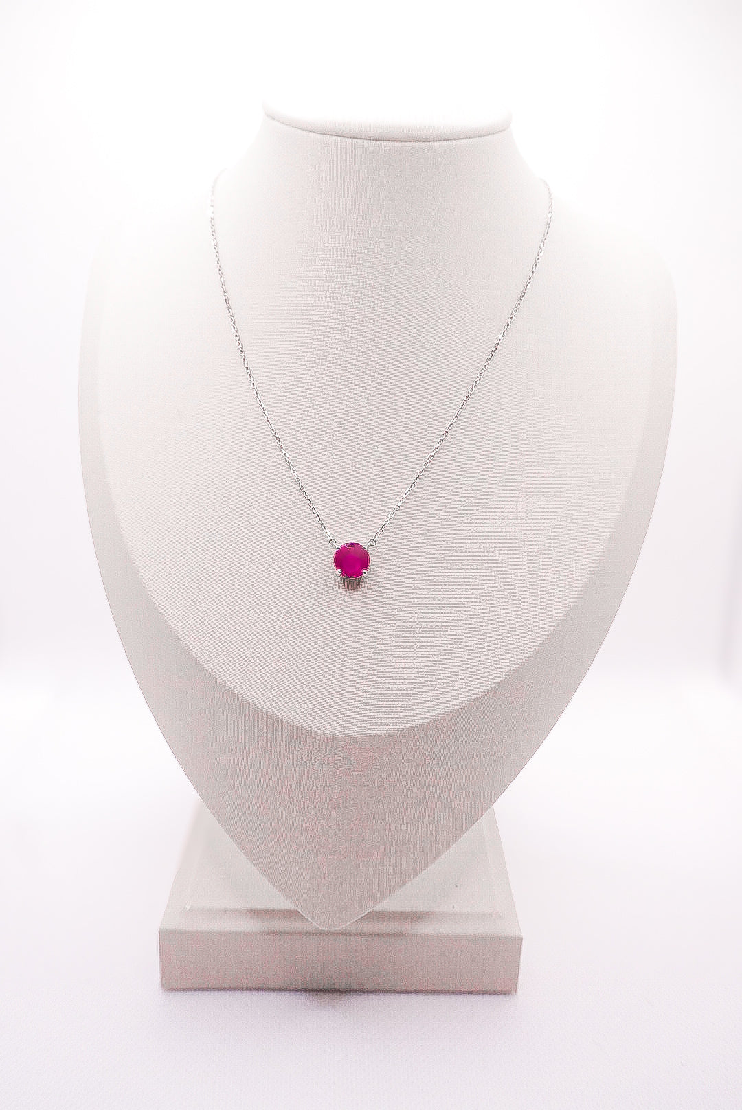 Chelsea Solitaire Pink Sapphire Necklace