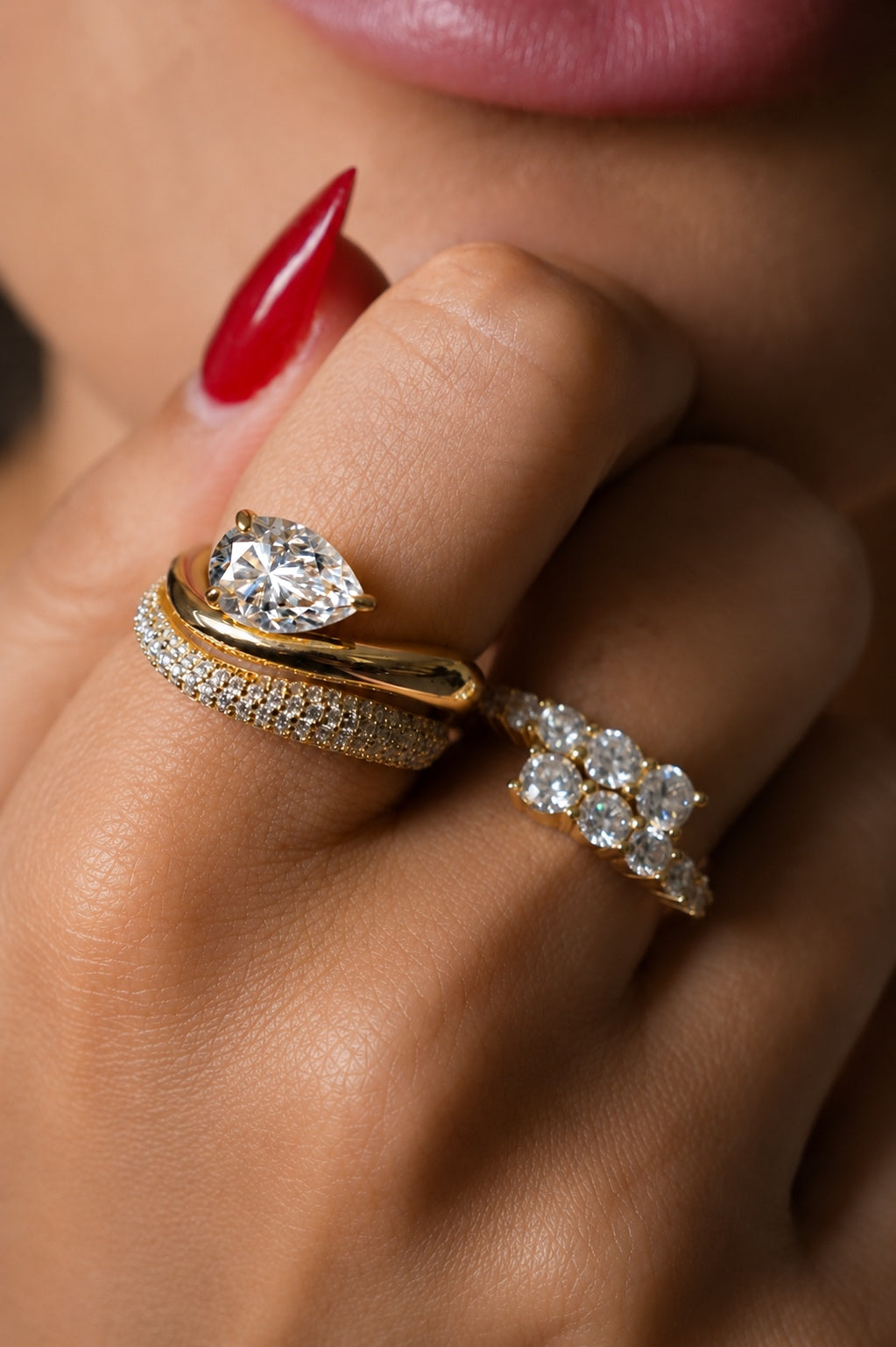 Dynasty Pear Moissanite Ring
