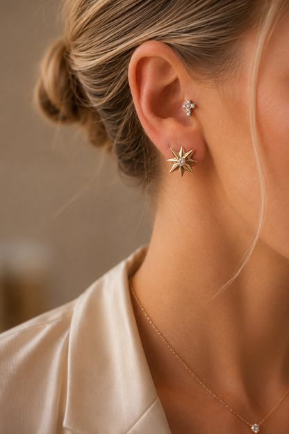 Brincos North Star Moissanite