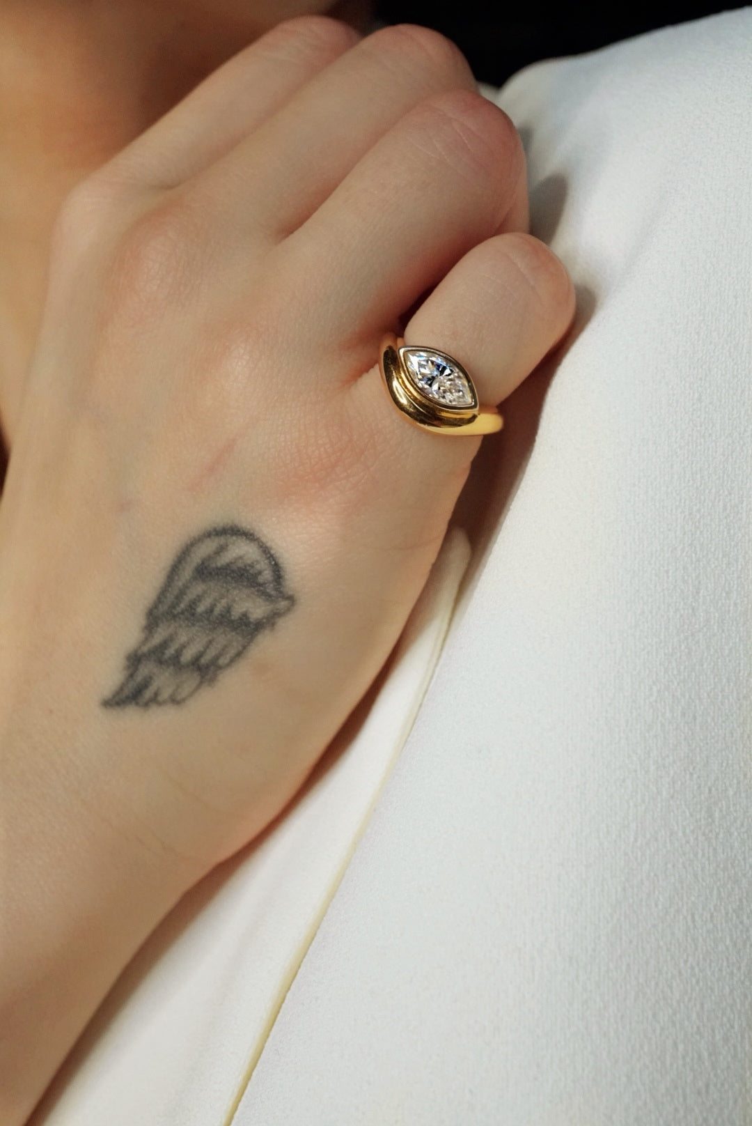 Dynasty Marquise Moissanite Pinky Ring | 18k Gold Vermeil