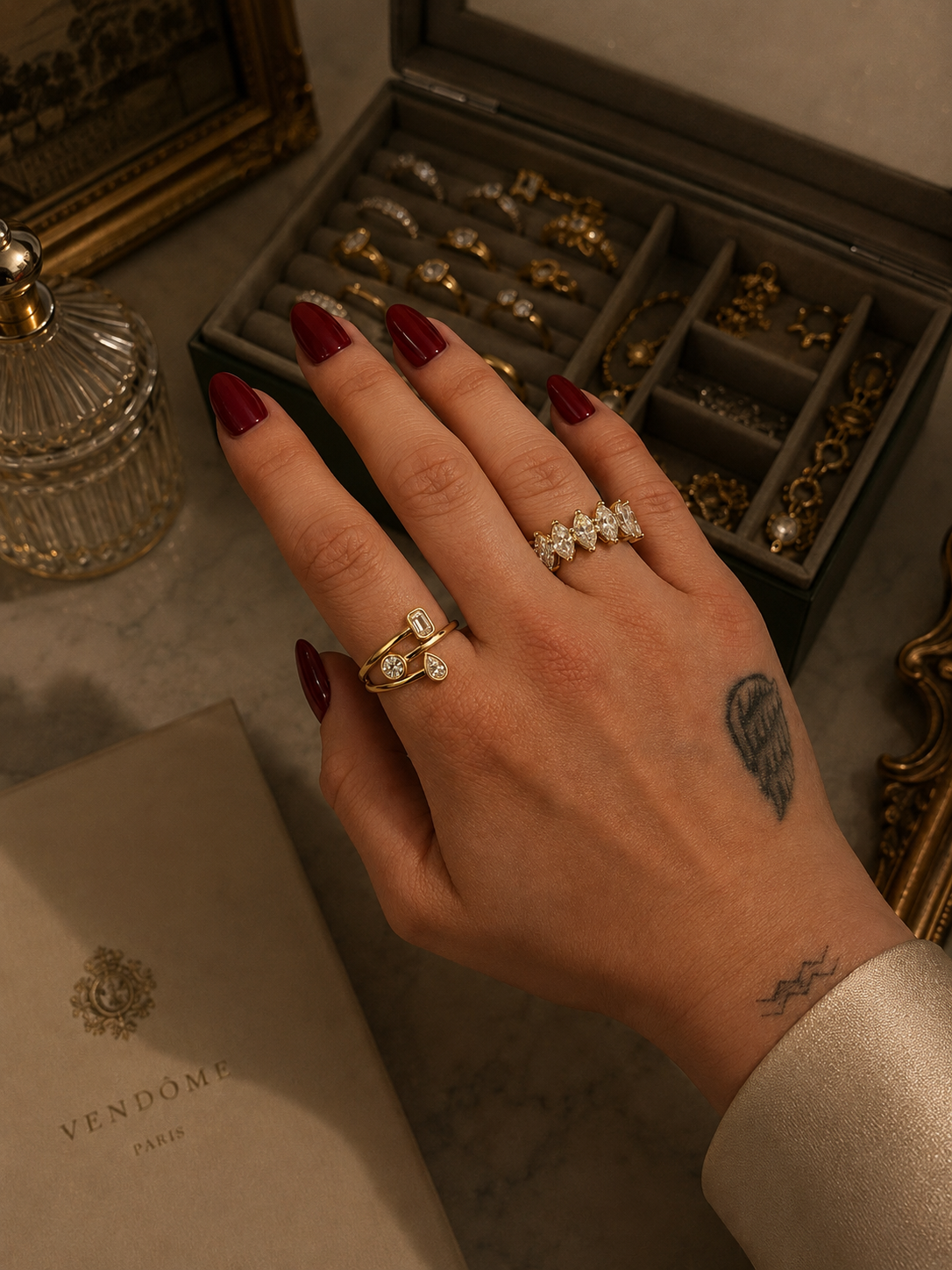 Sloane Trio Moissanite Ring — 18k Gold Vermeil Edition