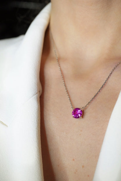 Chelsea Solitaire Pink Sapphire Necklace