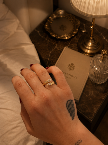 Kensington Pear Duet Moissanite Ring — Vermeil Edition
