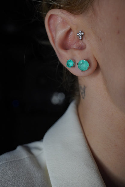 Chelsea 8mm Natural Colombian Emerald Studs