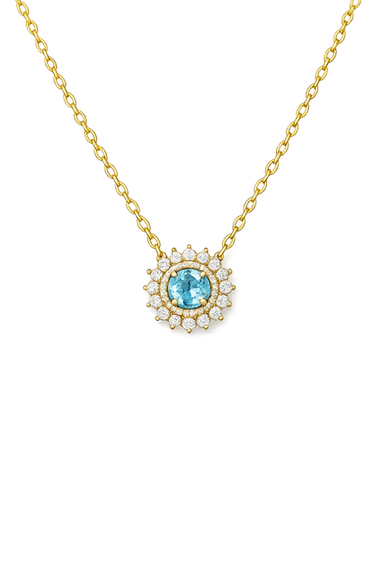 Gaia Soleil Natural Aquamarine Necklace | 18k Gold Vermeil