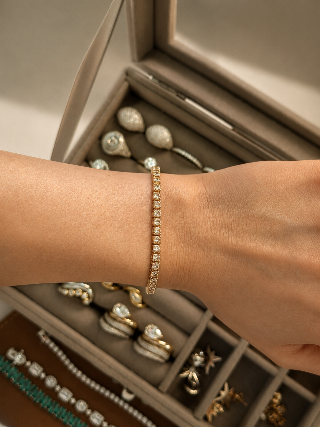 The Mayfair Champagne Tennis Bracelet - 18k Gold Vermeil