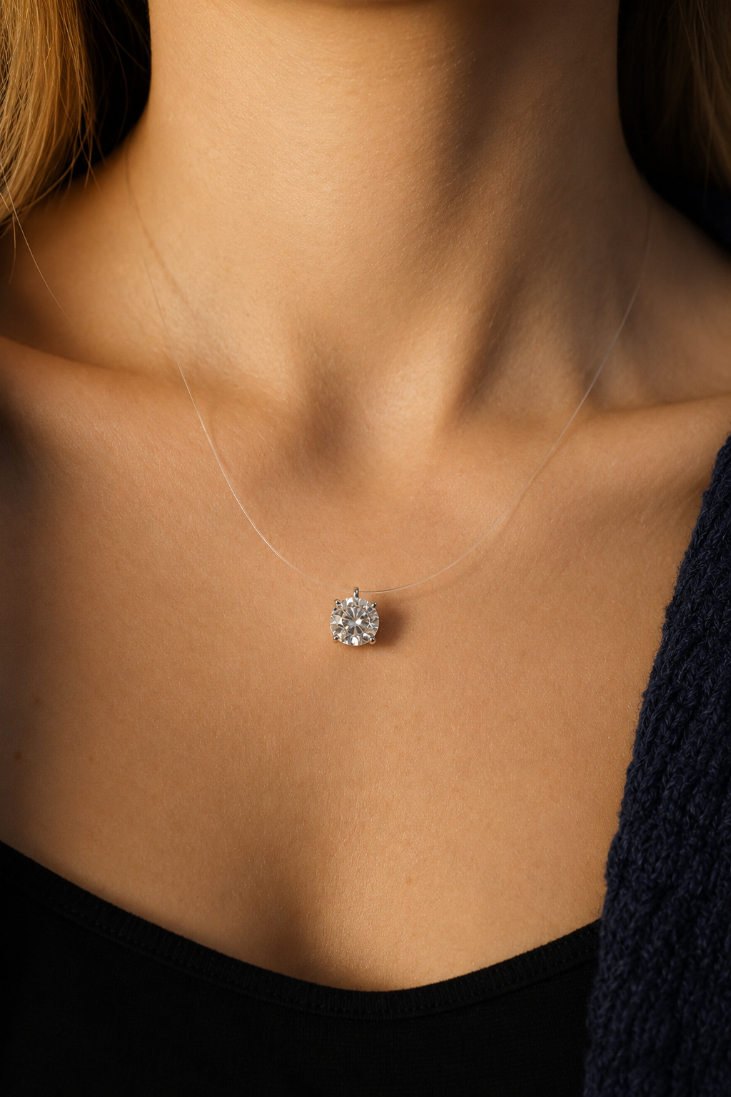 Majesty 9mm Moissanite Floating Necklace