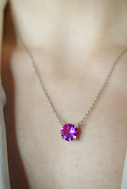 Chelsea Solitaire Pink Sapphire Necklace