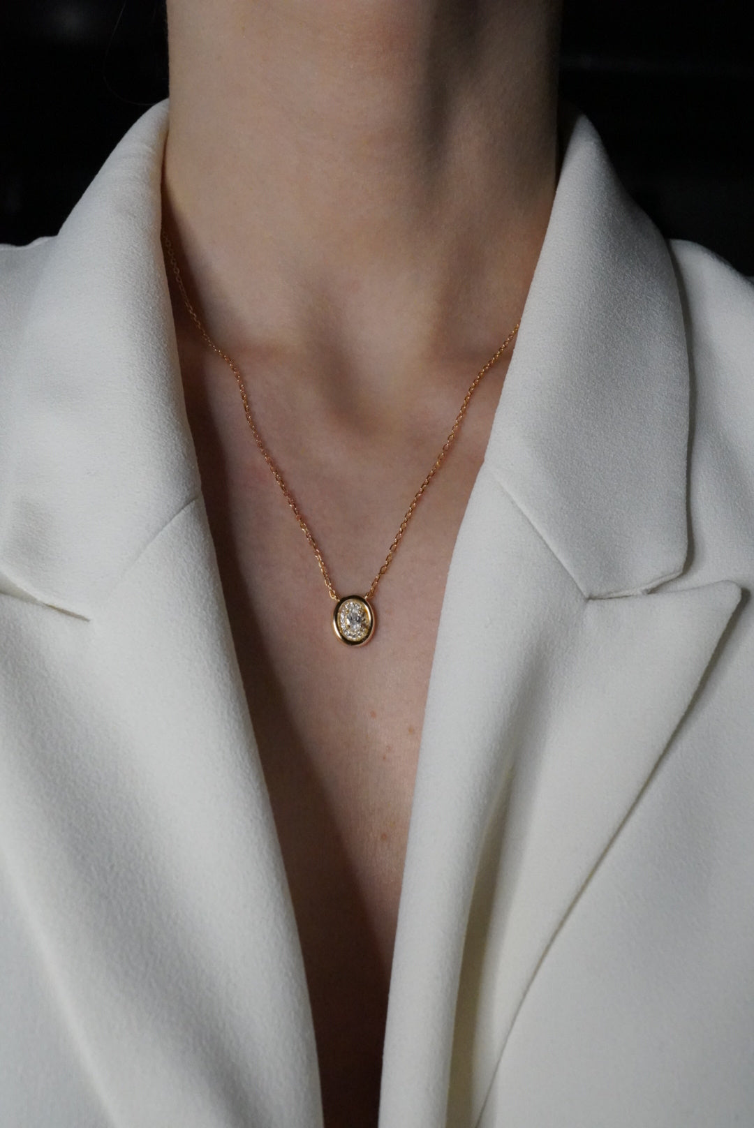 Aurelia Oval Halo Necklace