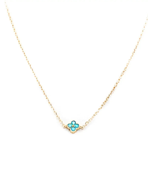 Albion Mini Clover Turquoise Necklace - Rubielle London