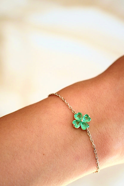 Primrose Colombian Emerald Clover Bracelet