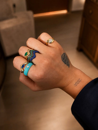 Active Cyan Moissanite Ring