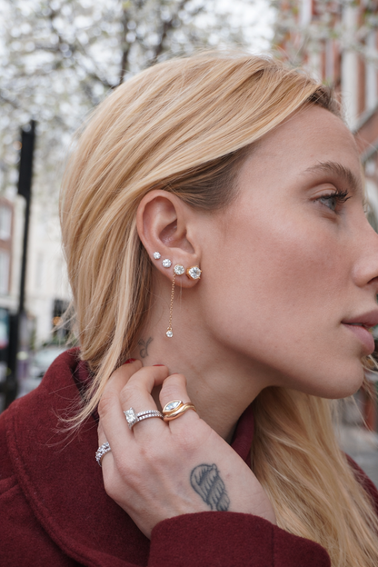 Sovereign Moissanite Stud Earring 6.5mm — 18k Gold