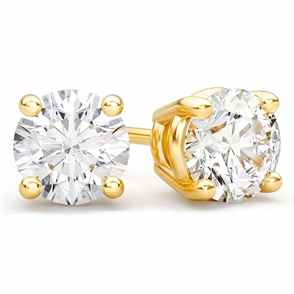 Sovereign Moissanite Stud Earrings 8mm — 18k Gold