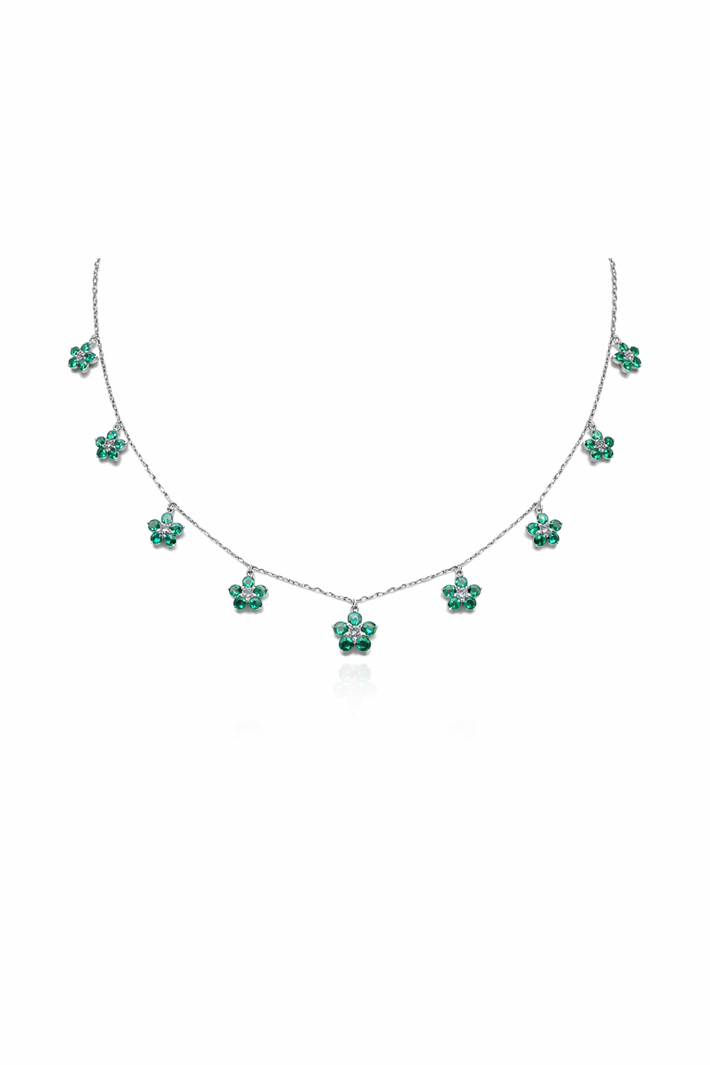 Kew Emerald Flower Chain Necklace