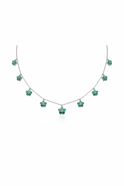 Kew Emerald Flower Chain Necklace