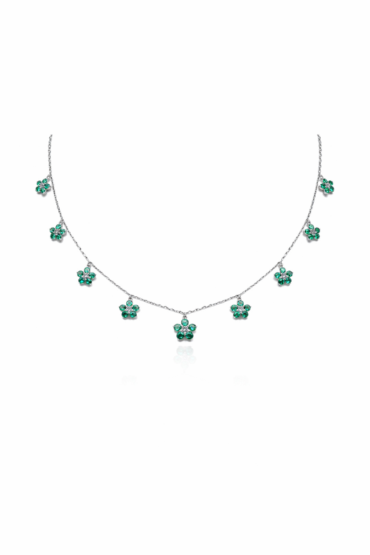 Kew Emerald Flower Chain Necklace