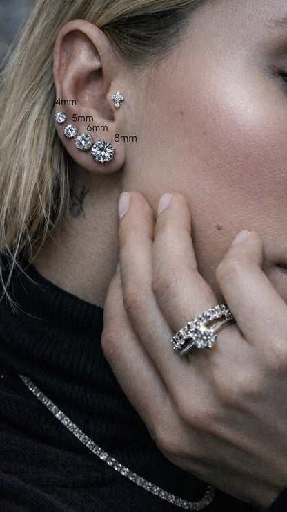 Sovereign Moissanite Stud Earring - 4mm
