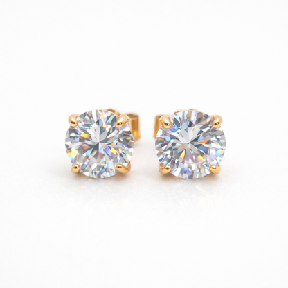 Sovereign Moissanite Stud Earring 6.5mm — 18k Gold