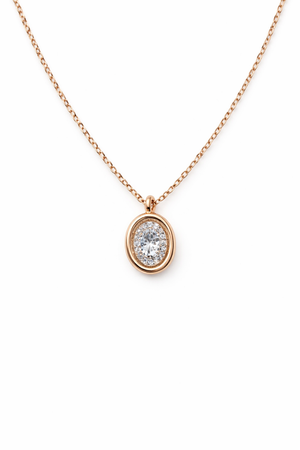 Aurelia Oval Halo Necklace - Rubielle London