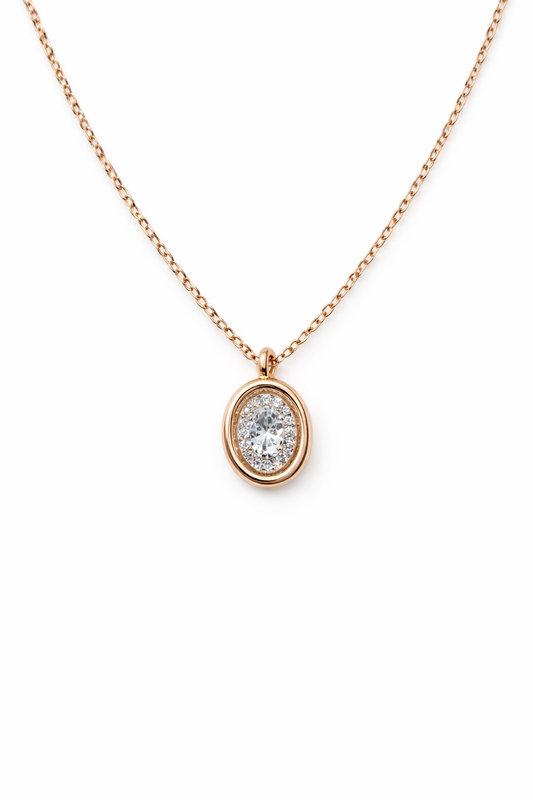 Aurelia Oval Halo Necklace