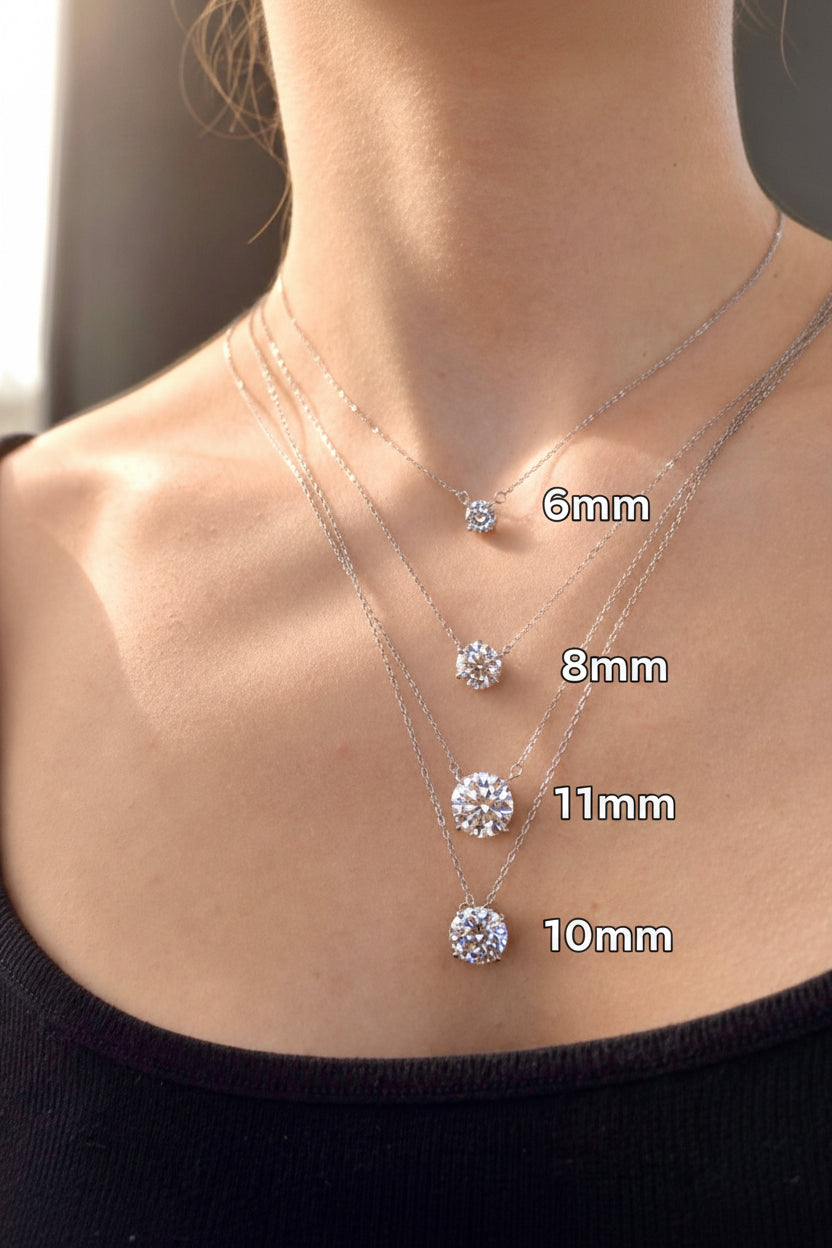 Majesty 8mm Moissanite Solitaire Necklace