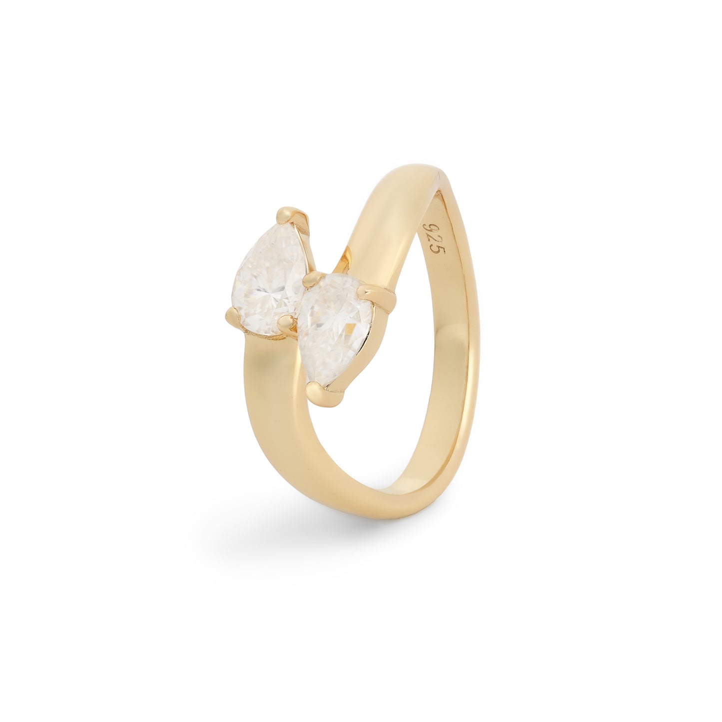 Kensington Pear Duet Moissanite Ring — Vermeil Edition