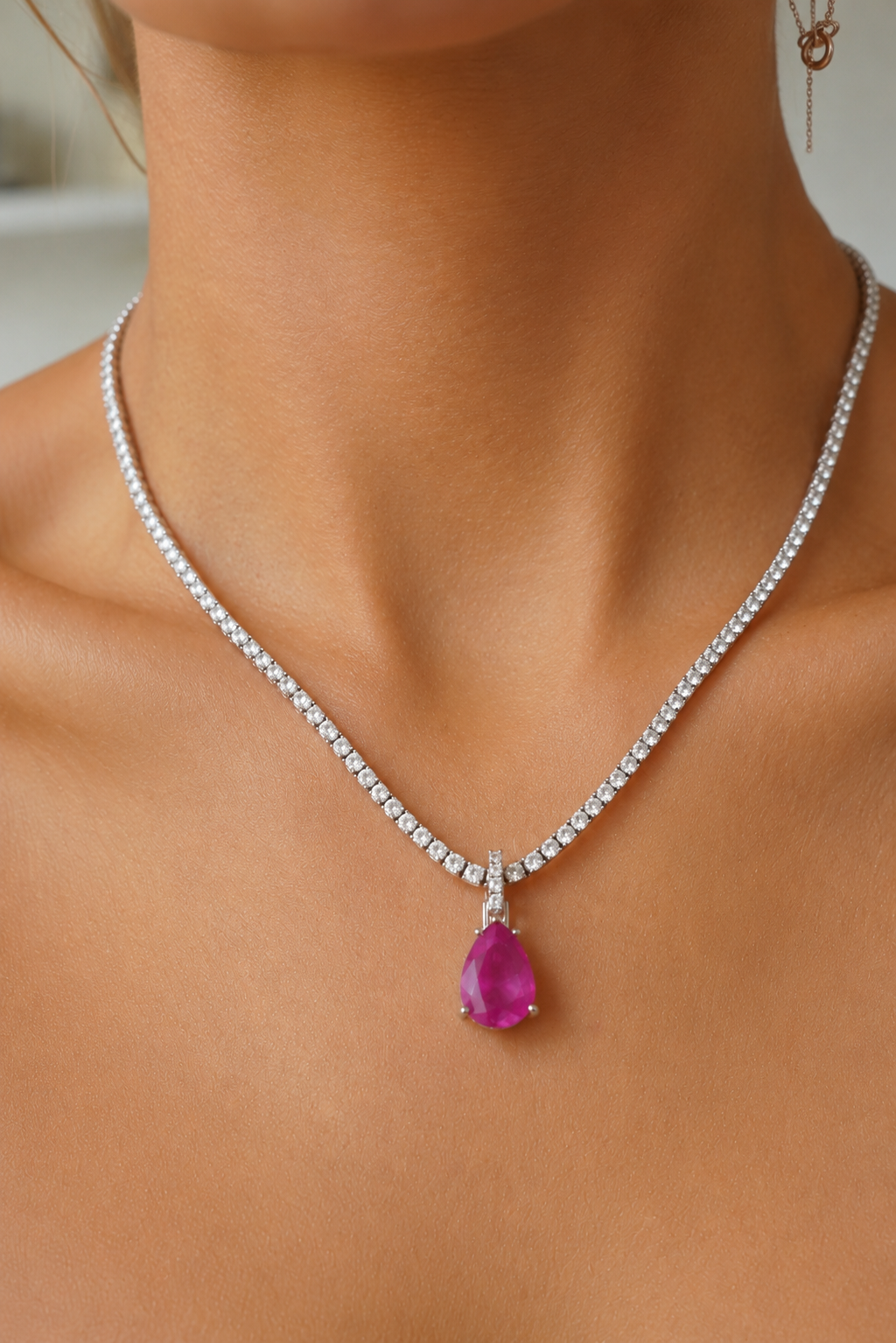 Rosebury Necklace Pendant | Lab Grown Pink Sapphire