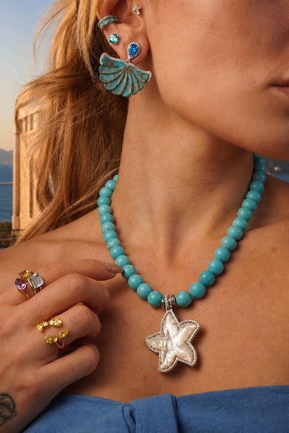 Amalfi Natural Mother-of-Pearl & Moissanite Starfish Pendant
