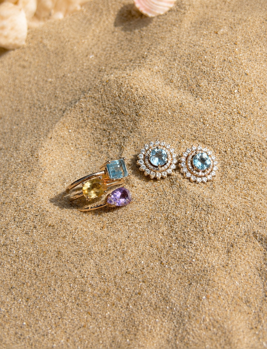 Gaia Natural Aquamarine Earrings | Moissanite