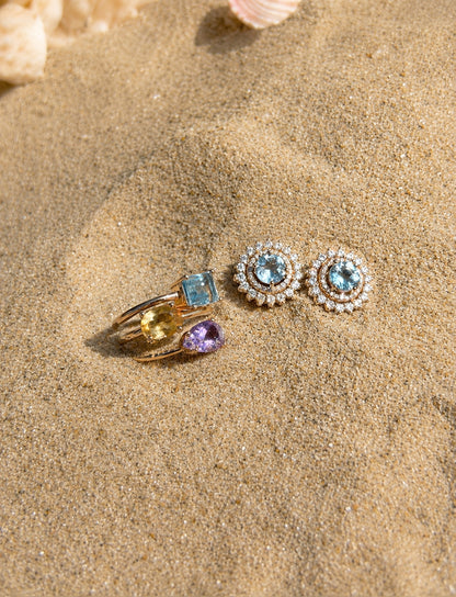 Gaia Natural Aquamarine Earrings | Moissanite