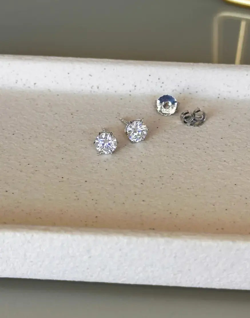 Sovereign Moissanite Stud Earrings - 6.5mm