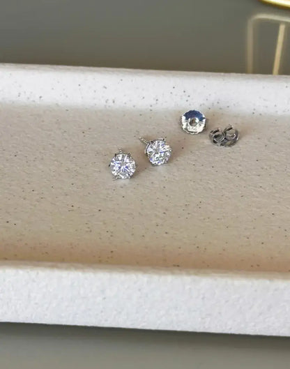 Sovereign Moissanite Stud Earrings - 6.5mm