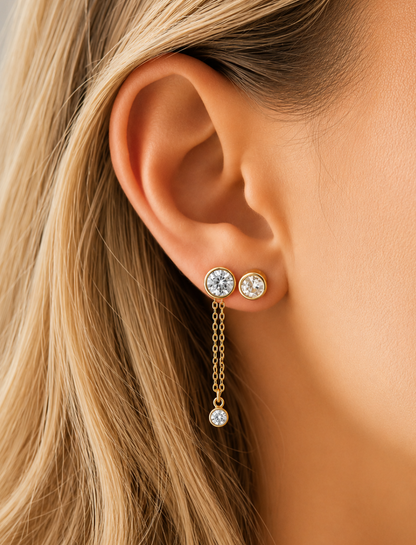 Sovereign Round Gold Moissanite Earrings