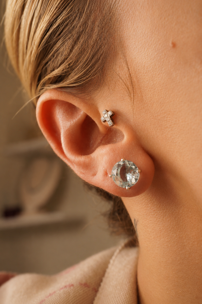 Elizabeth Earrings 10mm | Aquamarine Lab Grown