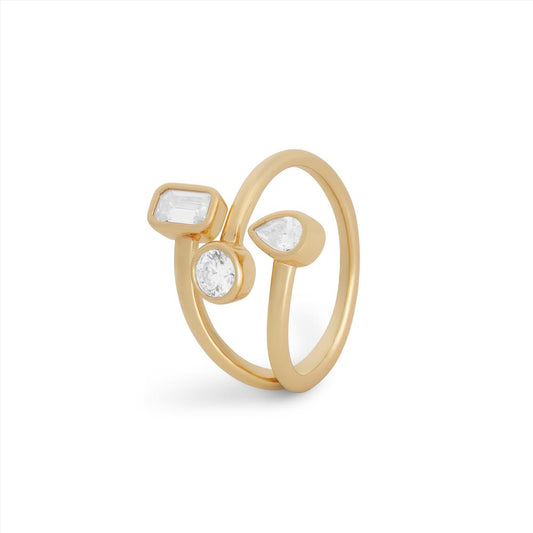 Sloane Trio Moissanite Ring — 18k Gold Vermeil Edition