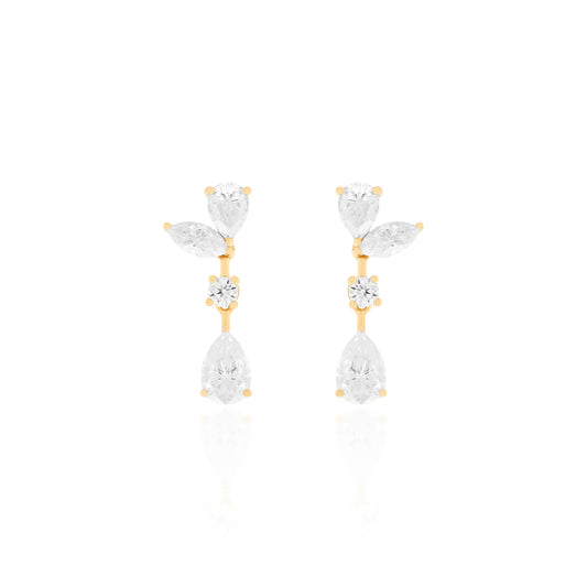 Halcyon Cascade Moissanite Earrings — Vermeil Edition