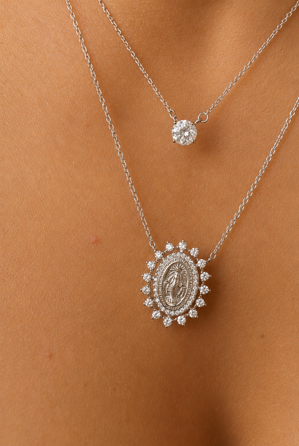 Grace Medal Moissanite Necklace